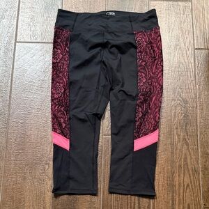 Betsey Johnson Black and Pink Lace Capris